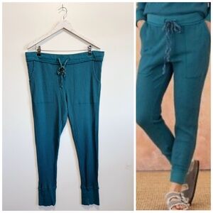 SUNDANCE Thermal Knit Winter Postcard Jogger Pants Teal Blue L Large Lounge